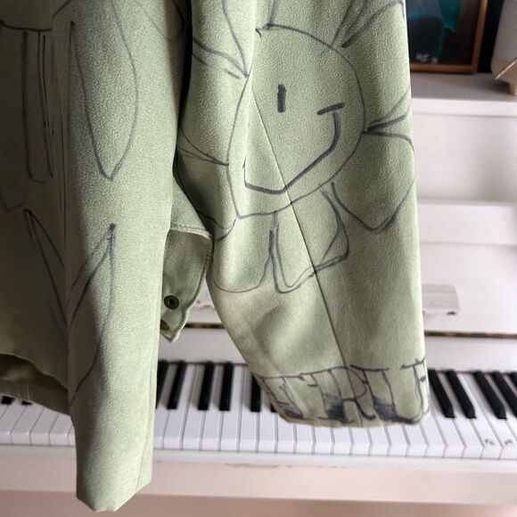 Conrad C Stylish Green Patterned Blazer Hand Drawn 14 - Picture 10 of 16